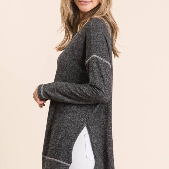 Charcoal grey long sleeve top - Picture 2 of 4